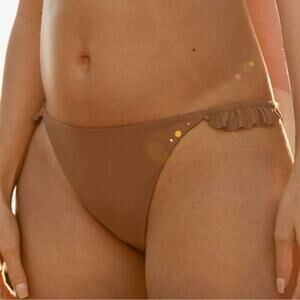 NWT Aerie Brown Ruffle Bikini Bottoms M – Full Coverage Swimwear